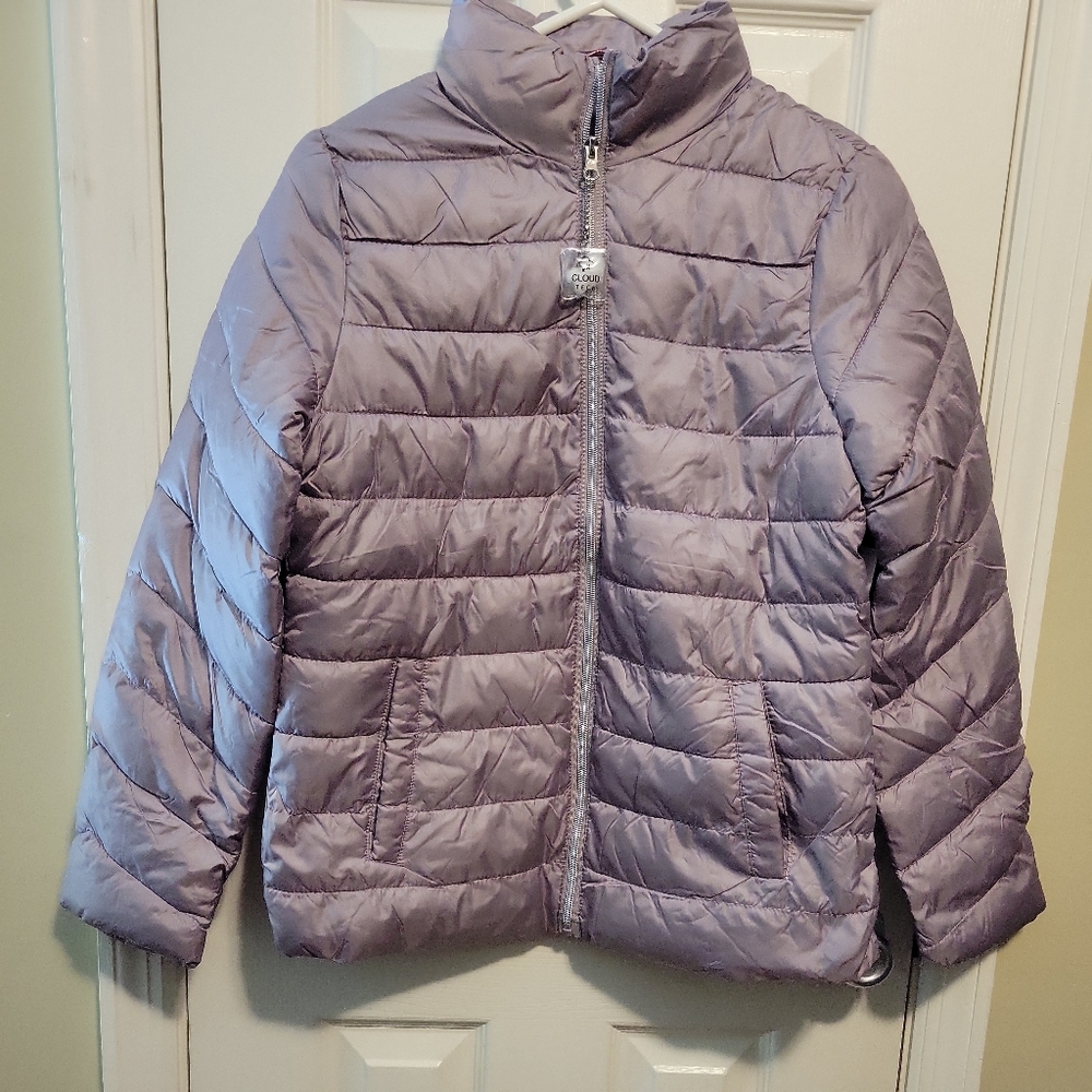 NWOT Pink Platinum Puffer Jacket Womens Medium Full Zip Coat